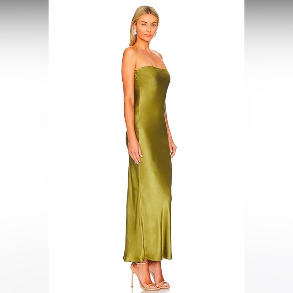 SNDYS x Revolve Angel Strapless Midi Dress in Olive - Picture 2 of 8